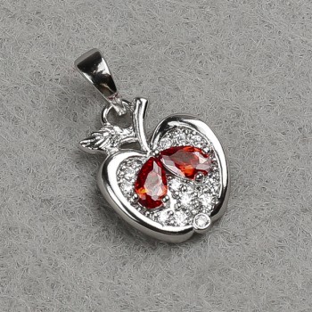 Xuping Rhodium Apple Pendant with White Crystals and Red Crystals 21x12mm +