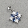 Xuping Rhodium-Plated Pendant with White Crystals and Blue Crystals 22x14mm +