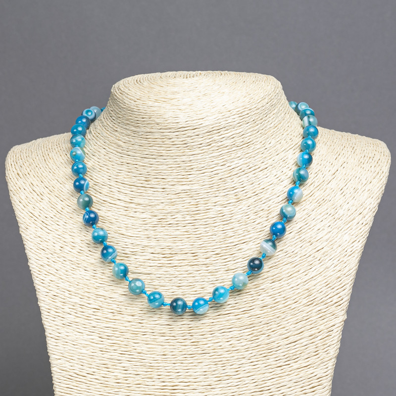 Blue Agate Beads - Smooth Bead, 8mm diameter, 45cm length