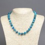 Blue Agate Bead Necklace, smooth beads, 10 mm diameter, 45 cm length