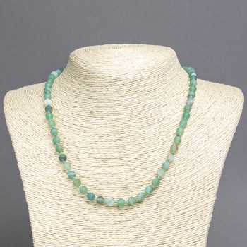 Matte green agate necklace, natural agate beads, 6 mm diameter, 45 cm long