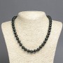 Agate Bead Necklace, Faceted Ball Beads, 10(+/-)mm diameter, 45cm length
