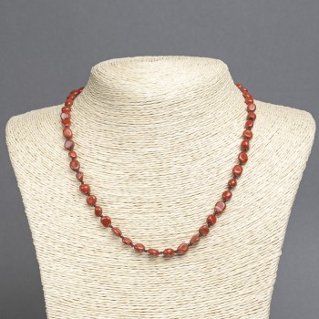 Red jasper necklace made of natural stone, tumbled, 8×6 mm beads, 45 cm long