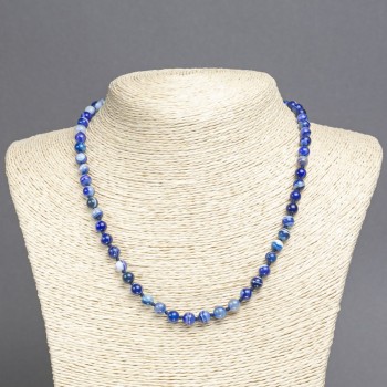 Blue Agate Necklace, 8 mm Beads, 45 cm Long