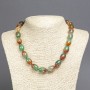 Bead Necklace of Brazilian Agate on a thread, smooth oval, 16×12 mm diameter, 45 cm length