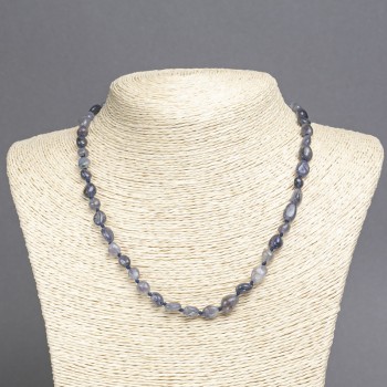 Beaded necklace of natural Iolite, tumbled beads, diameter 8x6 mm, length 45 cm