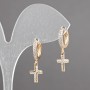 Earrings Xuping Cross with 18K Gold Plating and White Crystals, diameter 25x7 mm +