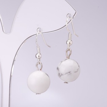 Chalcedony earrings, diameter 10 mm, length 30 cm