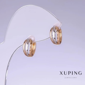 Xuping Earrings, length 12 mm, thickness 6 mm, rhodium plating, 18k gold plating
