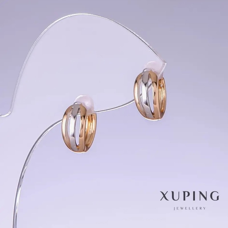 Xuping Earrings, length 12 mm, thickness 6 mm, rhodium plating, 18k gold plating