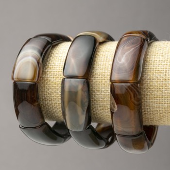 Elastic Bracelet with Agate Rectangular Stones 20x33(±)mm (per piece)