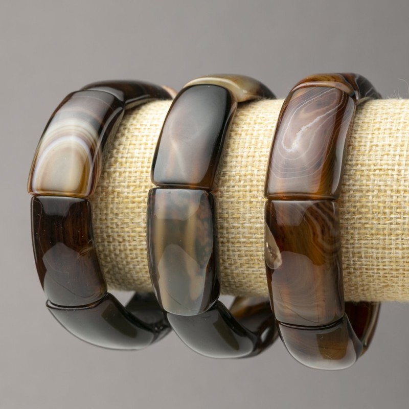 Elastic Bracelet with Agate Rectangular Stones 20x33(±)mm (per piece)