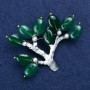 Discount! Sprig Brooch with Chrysoprase and Beads, Silvery Metal, 53x70 mm +