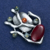 Discount! Twig with Carnelian and Assorted Stones Brooch in Silver-Colored Metal, 61×42 mm +