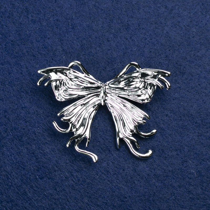 Sale! Butterfly Brooch in Silvery Metal 50x36mm +