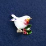 Discount! Bird Brooch in Gold-Tone Metal and Enamel 40x26mm +