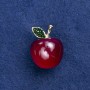 Apple Brooch - Gold-Toned Metal and Crystals, 27×20 mm +