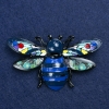Sale! Beetle Brooch, silver-toned metal and enamel, 70x42 mm +