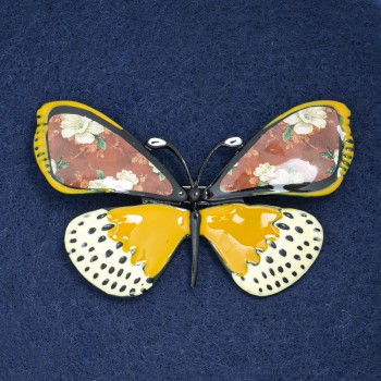 Discount! Butterfly Brooch in Black Metal and Enamel 70x40mm +