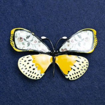 Discount! Butterfly Brooch in Silver-Toned Metal and Enamel 70×40 mm +