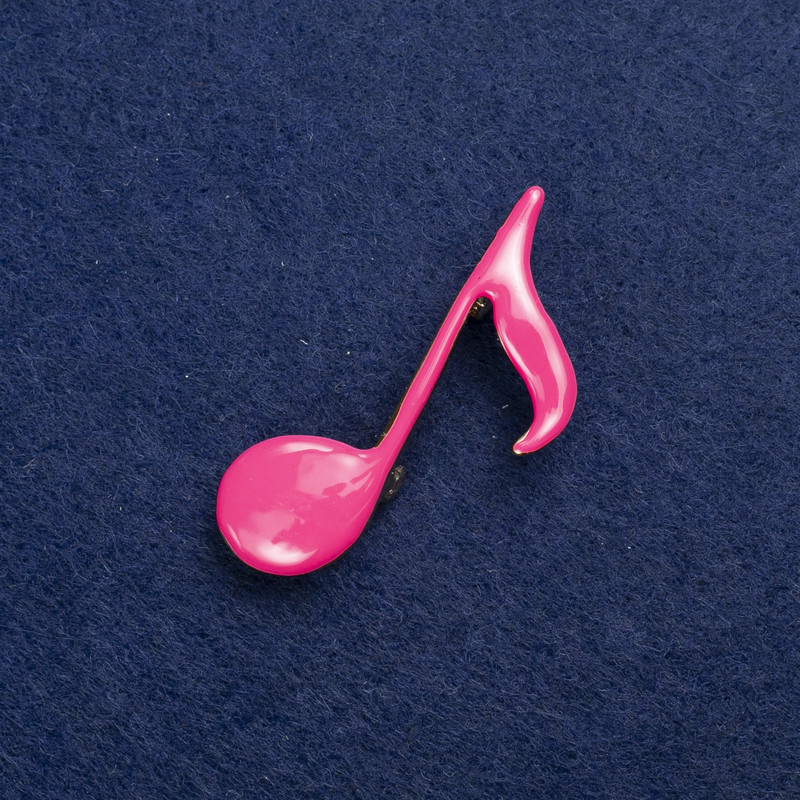 Discount! Note Brooch in Golden Metal and Enamel 25x45 mm +