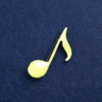 Sale! Brooch 'Note' in silver-toned metal and enamel 25x45mm +