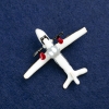 Sale! Airplane Brooch in Gold-Tone Metal, Enamel and Bead 50x40mm +