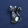 Discount! Kitty Brooch in Silver Metal and Enamel 47x37 mm +