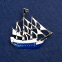Discount! Ship Brooch in Golden Metal and Enamel 53x50mm +
