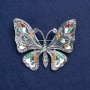 Sale! Butterfly Brooch in silver-toned metal, enamel, and crystals 54x45mm +