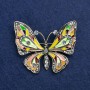 Discount! Butterfly Brooch gold-tone metal, enamel and crystals 54x45mm +
