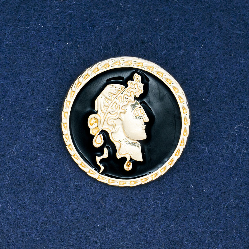 Discount! Cameo Brooch - Gold-Tone Metal and Enamel 34mm +
