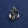 Sale! Anchor Brooch in gold-tone metal, enamel with mother-of-pearl accents and rhinestones 31x26mm +