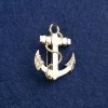 Sale! Anchor Brooch in Gold-Tone Metal, Enamel with Pearl-Like Inclusions and Rhinestones 31x26 mm +