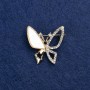 Discount! Butterfly Brooch in Golden-Tone Metal with Mother-of-Pearl and Crystals, 27mm +