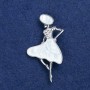Sale! Brooch: Lady in a Hat, Silvery Metal, Mother-of-Pearl and Crystals, 48x27mm +