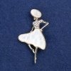 Sale! Brooch 'Lady in a Hat' in gold-toned metal, Mother-of-pearl and crystals 48x27mm +