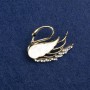 Discount! Swan Brooch with gold-tone metal, mother-of-pearl and crystals 35×28 mm +