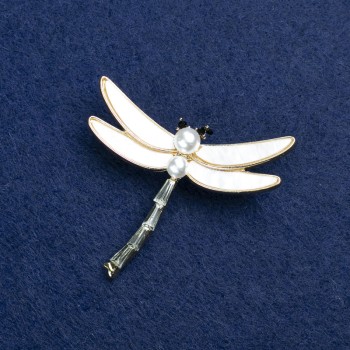 Sale! Butterfly Brooch with Golden Metal, Mother of Pearl, Crystals, and Beads 42x45mm +