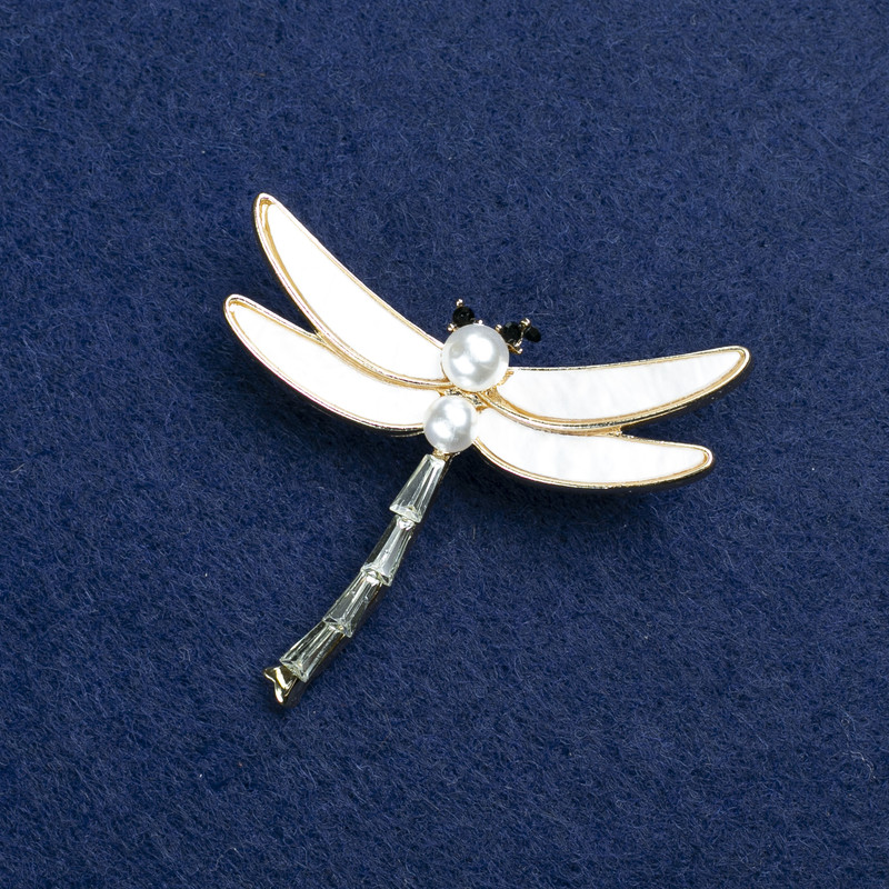 Sale! Butterfly Brooch with Golden Metal, Mother of Pearl, Crystals, and Beads 42x45mm +
