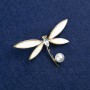 Sale! Butterfly Brooch in Gold-Tone Metal, Mother-of-Pearl, Crystal and Bead 36x52 mm +