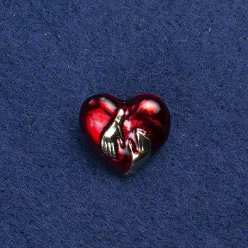 Discount! Heart Brooch in Golden Metal and Enamel 20x18 mm +