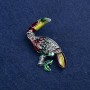 Discount! Toucan Brooch in silvery metal, enamel and crystals 45×40 mm +