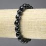 Elastic bracelet with natural stone — black eye agate, faceted bead, 10mm diameter+
