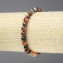 Elastic bracelet with natural brown eye agate, smooth beads, 6 mm diameter