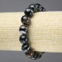 Elastic bracelet with natural brown eye agate stone, smooth beads, diameter 12mm+