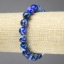Elastic bracelet with natural eye blue agate, smooth beads, diameter 10mm+