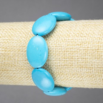 Elastic turquoise bracelet (pressed) smooth links 24×18 mm+