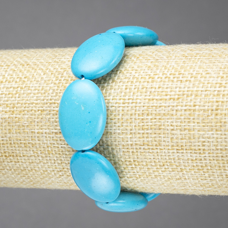 Elastic turquoise bracelet (pressed) smooth links 24×18 mm+