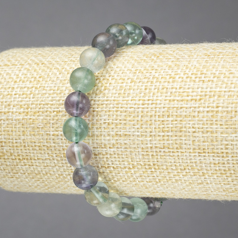 Elastic bracelet with natural fluorite, smooth bead, 8 mm diameter+